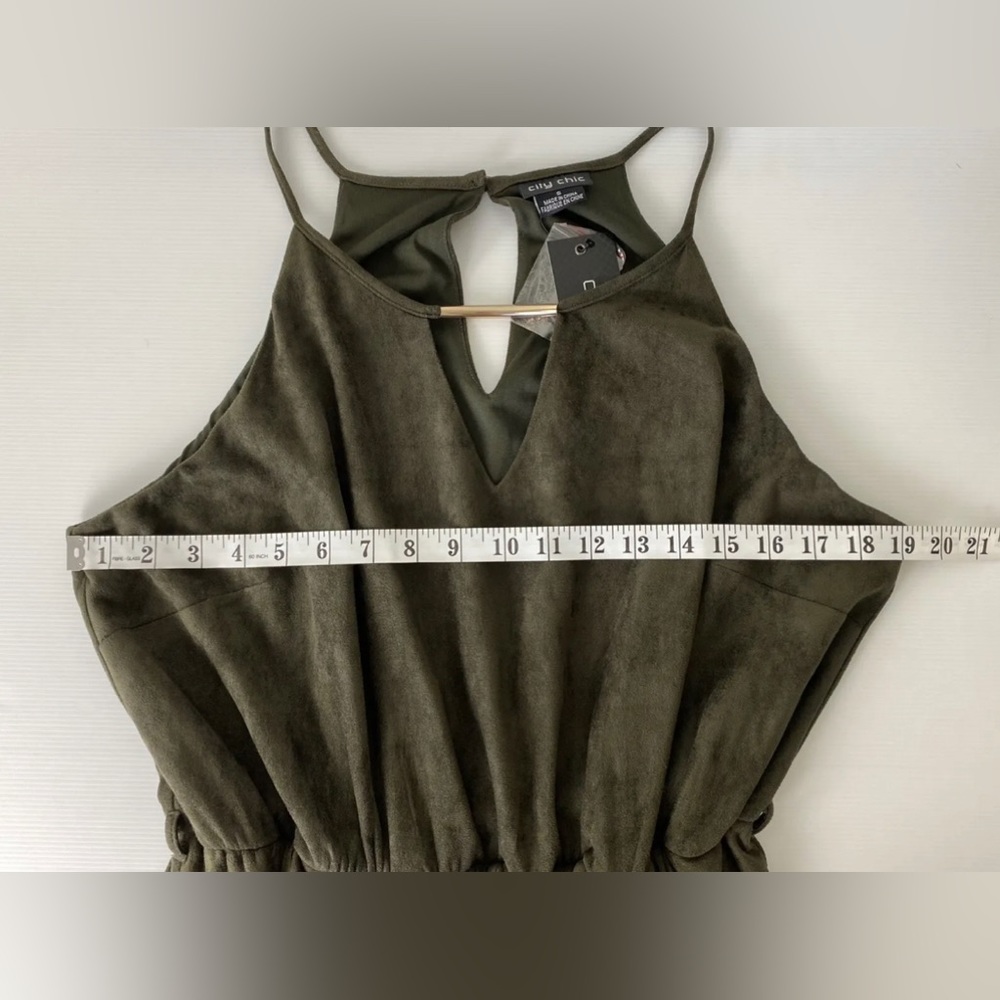 City Chic Thyme Suede Faux Wrap Dress Olive Green Khaki Plus Size S 16 -NWT New - Picture 10 of 11